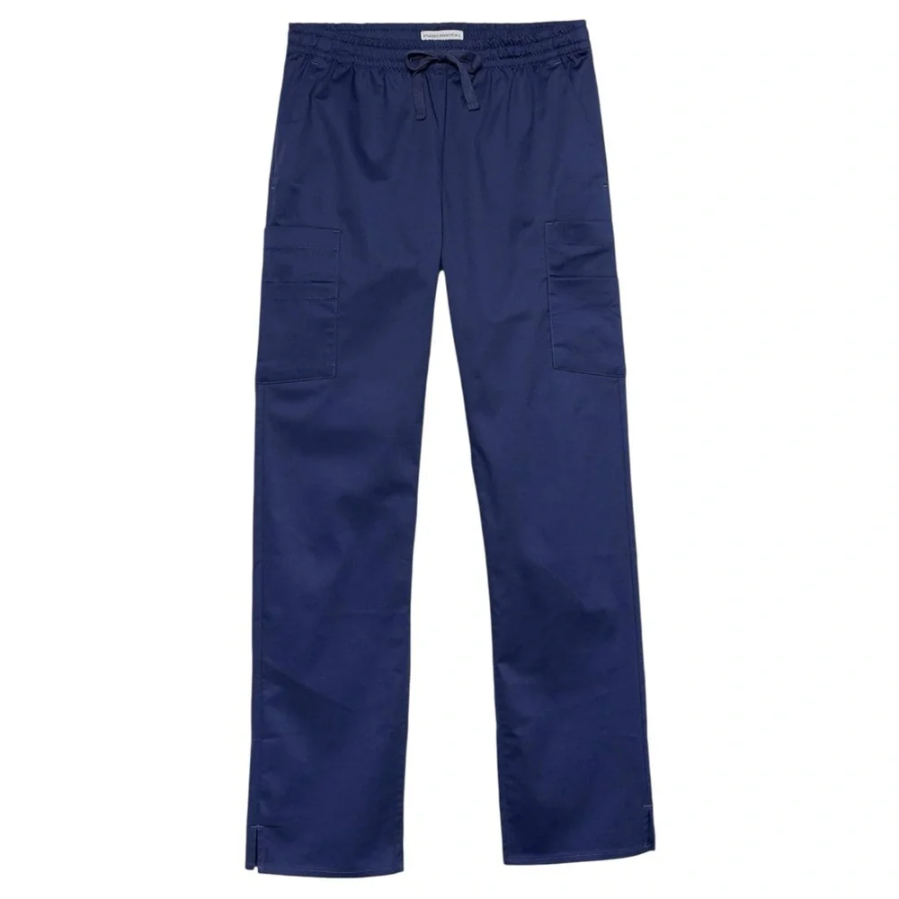 Women’s Scrub Pant Quick-Dry Cargo Pocket Pull-on Waist Stretch Navy Dark Blue - Picture 1 of 5